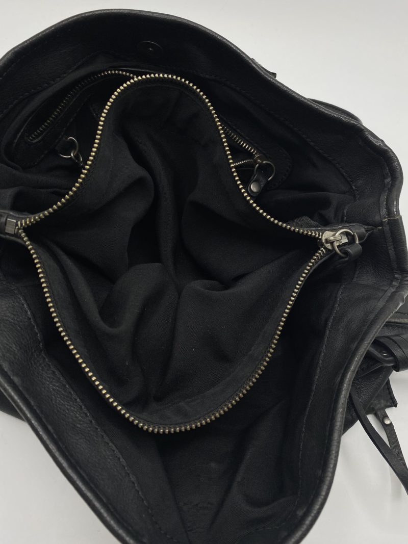 Sac à main vintage cuir lisse noir Upla – Image 5