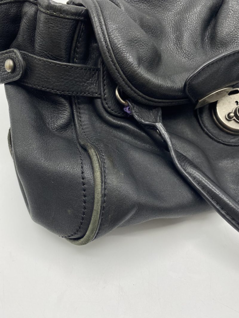 Sac à main vintage cuir lisse noir Upla – Image 10
