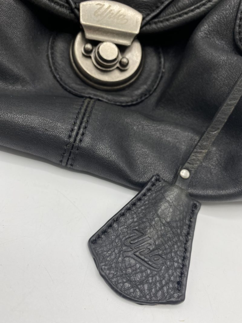 Sac à main vintage cuir lisse noir Upla – Image 9