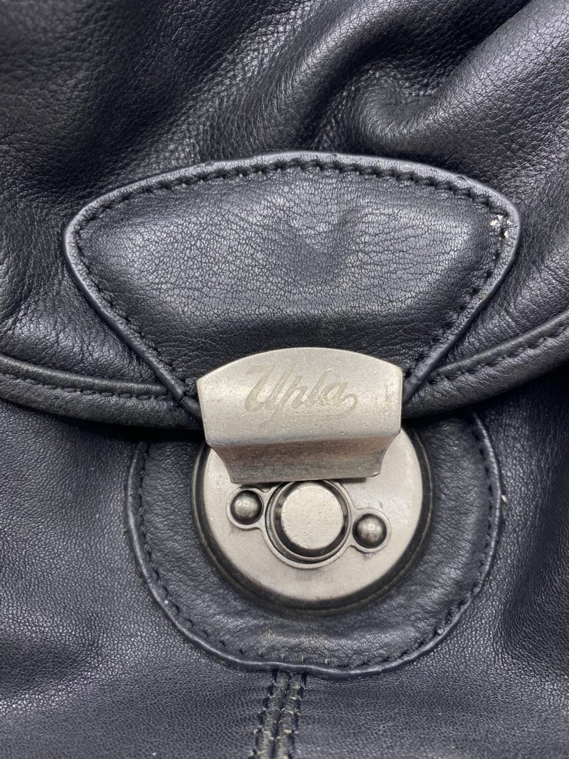 Sac à main vintage cuir lisse noir Upla – Image 8