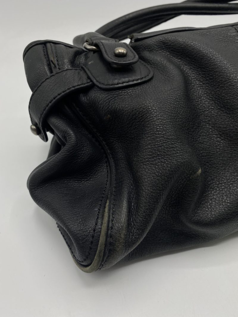 Sac à main vintage cuir lisse noir Upla – Image 7