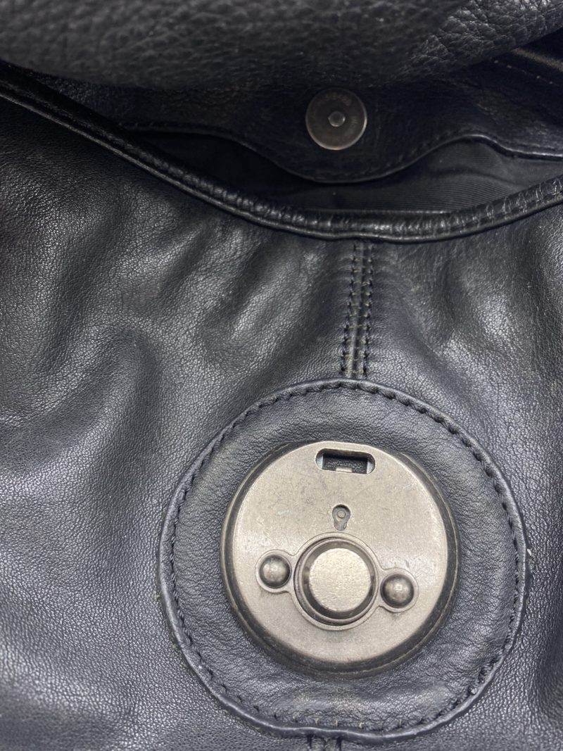 Sac à main vintage cuir lisse noir Upla – Image 2
