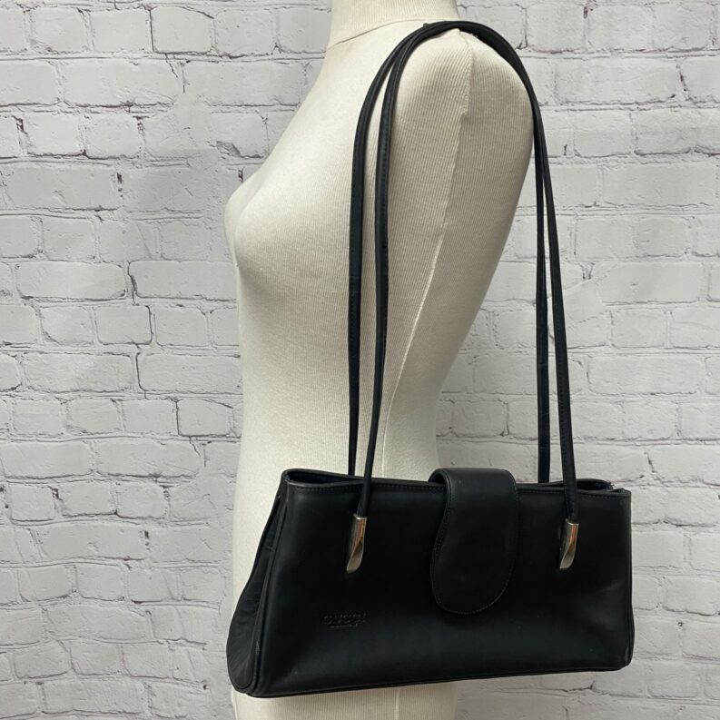 Sac à main vintage cuir lisse noir Gucci