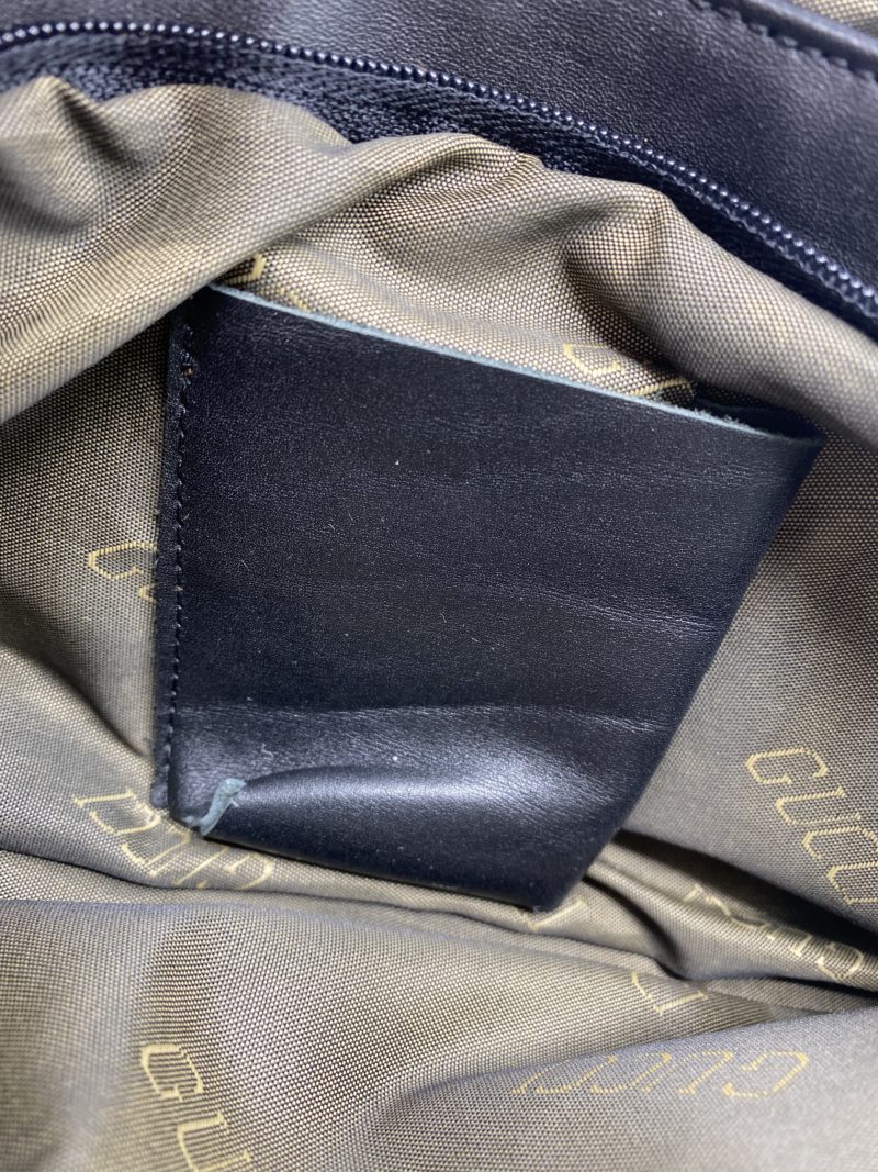 Sac à main vintage cuir lisse noir Gucci – Image 2
