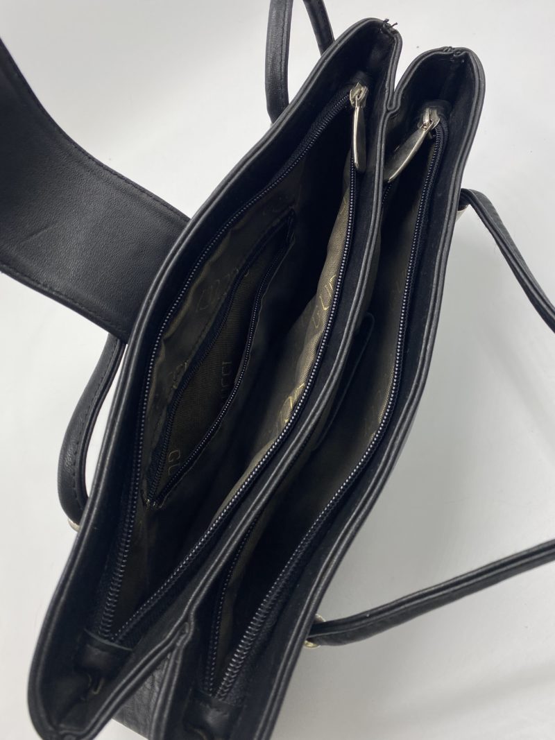 Sac à main vintage cuir lisse noir Gucci – Image 7