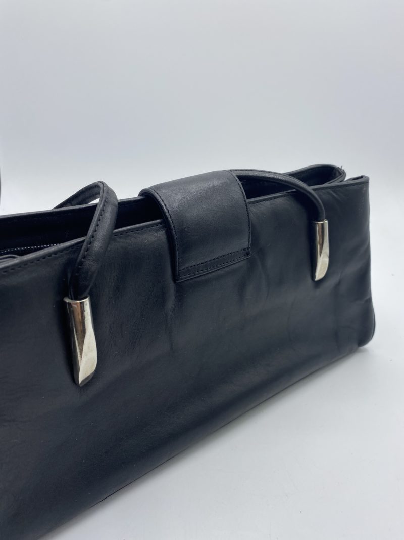 Sac à main vintage cuir lisse noir Gucci – Image 6