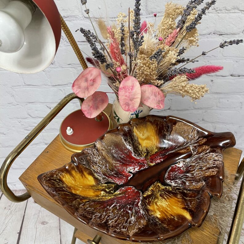 Petit plat saladier coupe à fruits feuille d'automne Vallauris