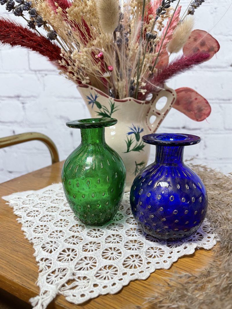 vase osliflore verre murano venise bleu vert vase deco vintage