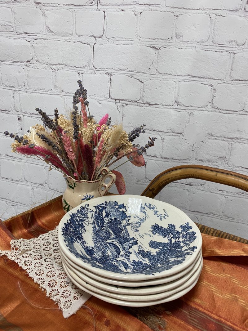 Lot 5 assiettes creuses Gien décor BP