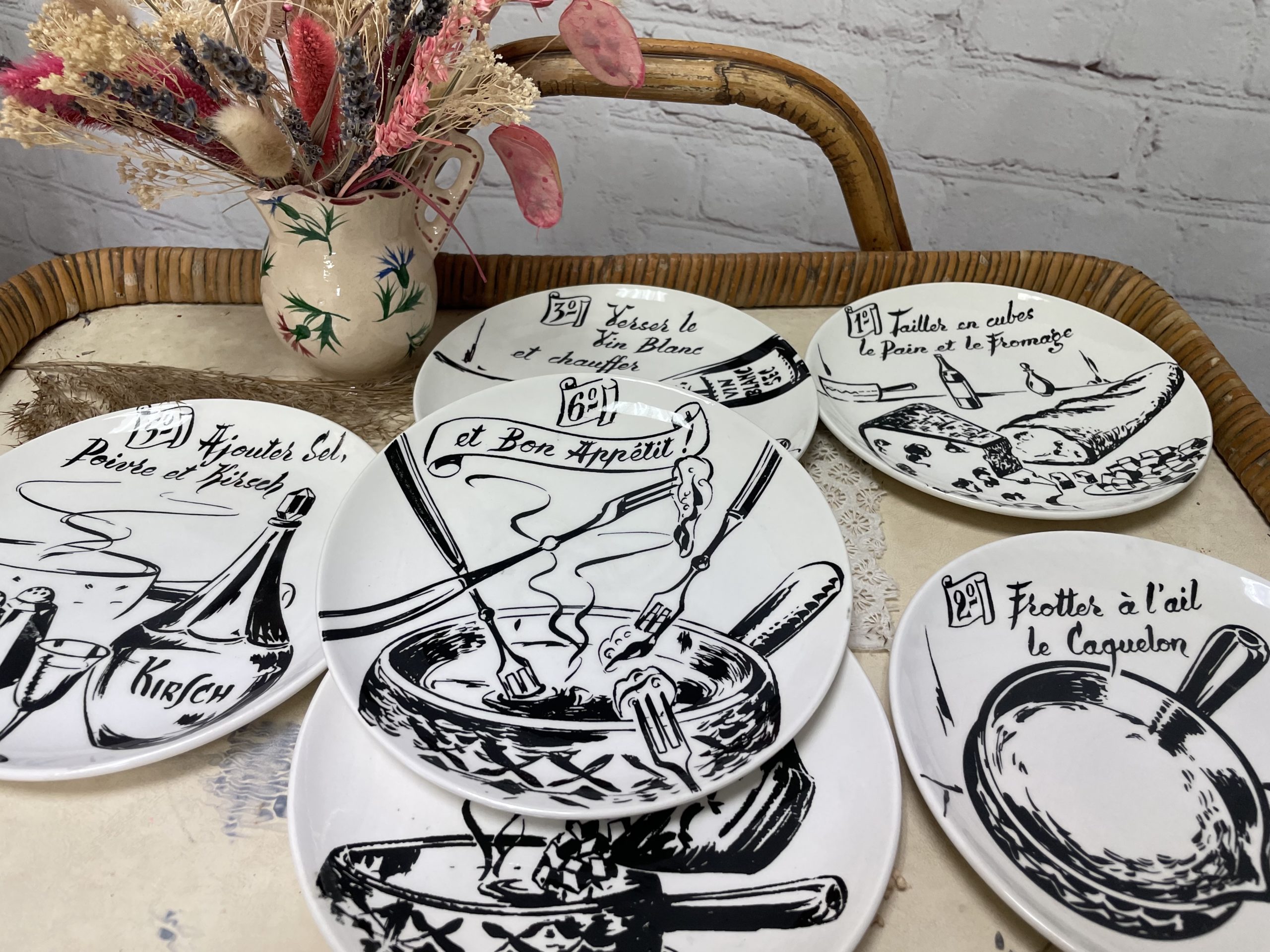 Set de 8 assiettes fondue Gien - Ressourcerie Histoires Sans Fin