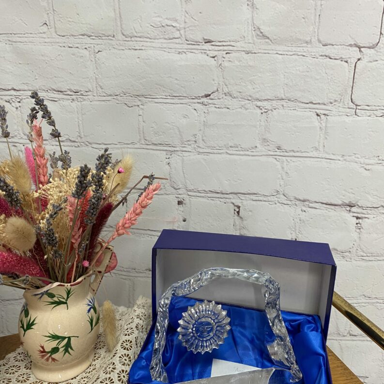 45Bloc cristal HADELAND Norway taillé main commémoratif EKOFISK GAS CONTRACT 1973