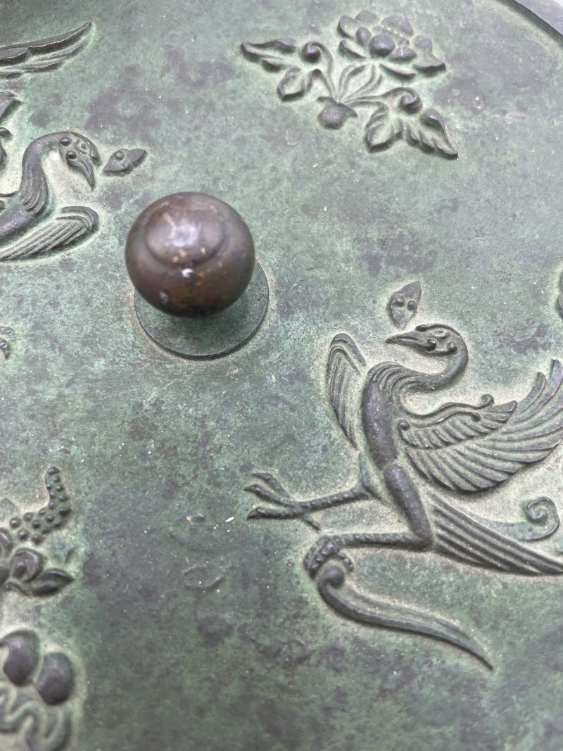 Brûleur d’encens en fonte vintage asiatique grue fleurs de lotus – Image 3