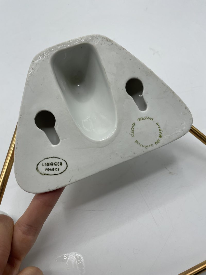 Ensemble pour salle de bain porte savon porte serviette patères porcelaine Limoges poterie du Marais – Image 7