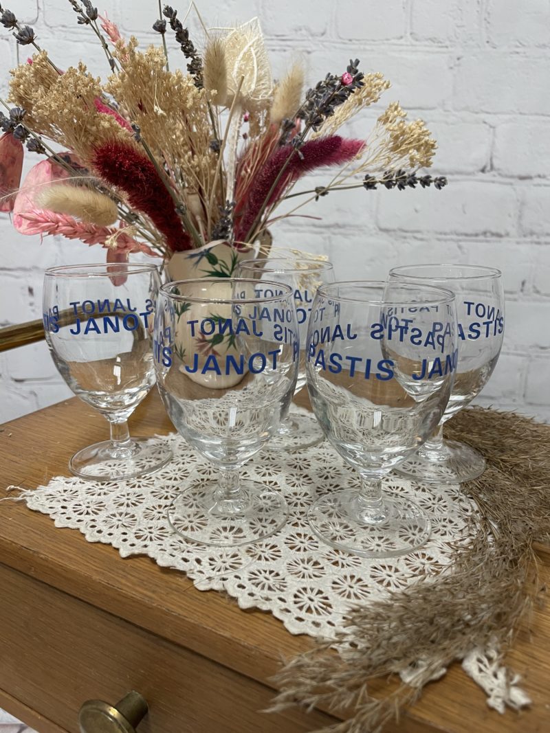 Lot 5 verres ballon pastis janot (4)