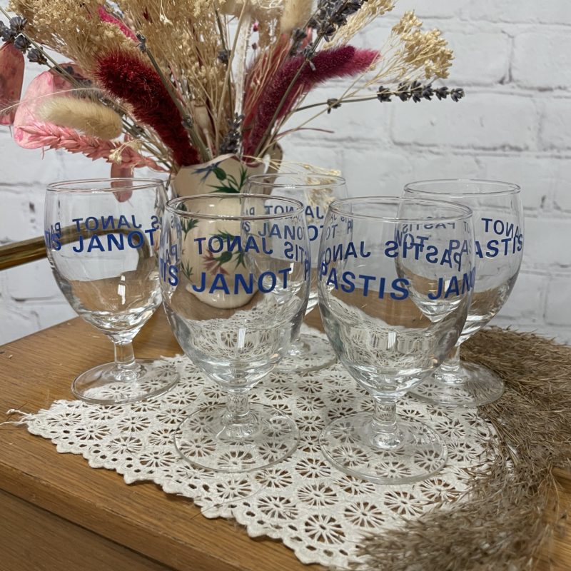 Lot 5 verres ballon pastis janot (4)