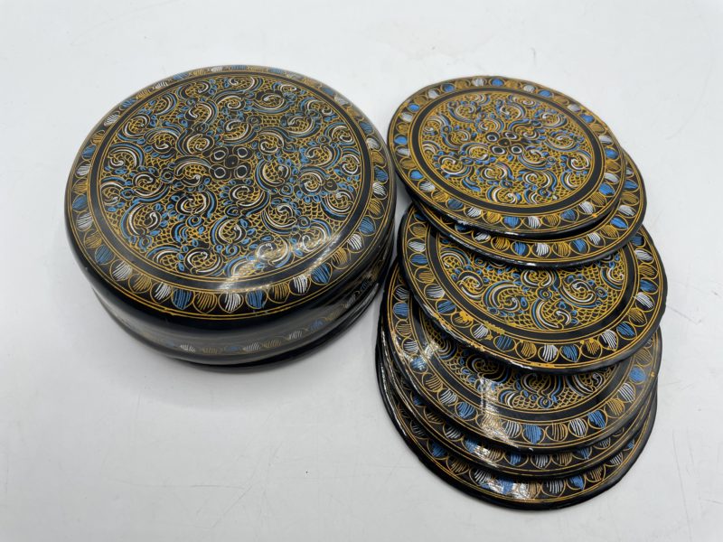 Lot 6 dessous de verre bois verni – Image 2
