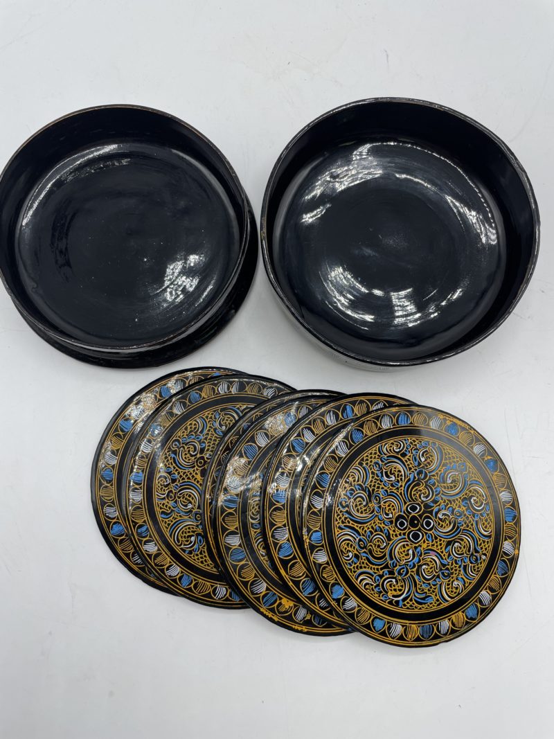 Lot 6 dessous de verre bois verni – Image 5