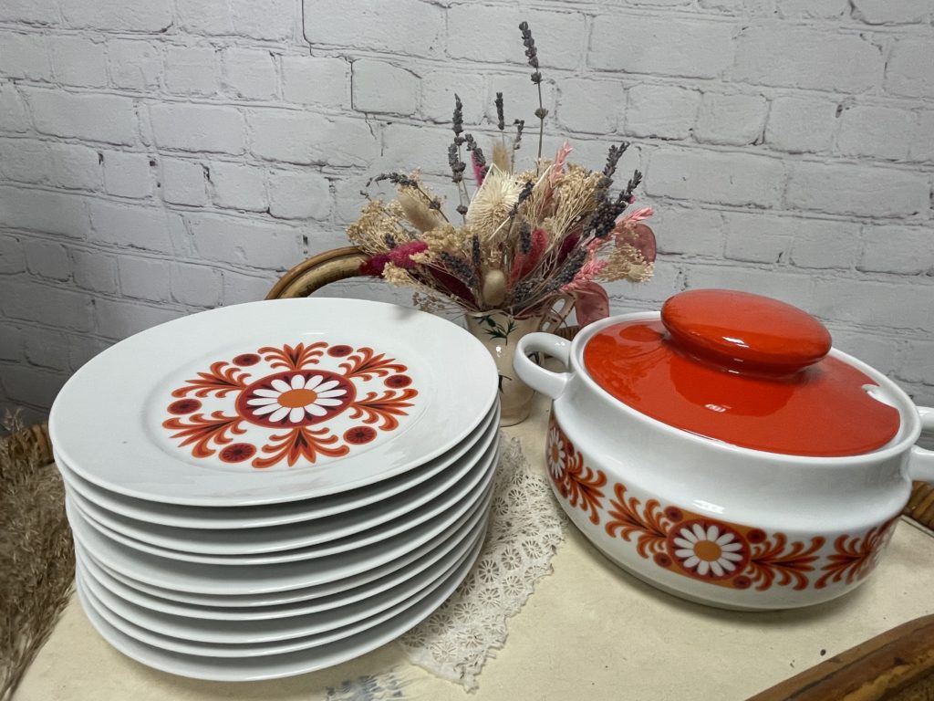 5 assiettes à soupe et 5 assiettes plates blanches de marque ARZBERG