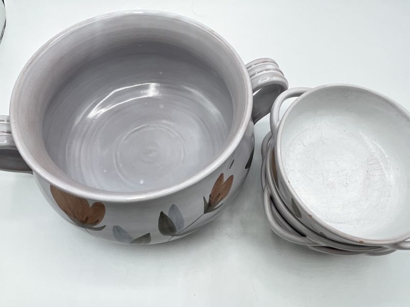 Service vaisselle vintage 4 pièces terre cuite vernissée Le pot de terre – Image 5