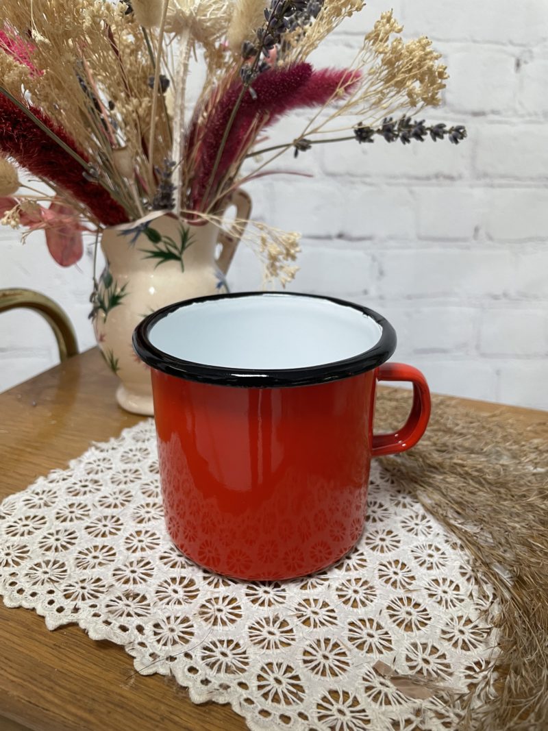 Tasse metal emaille rouge vintage (6)