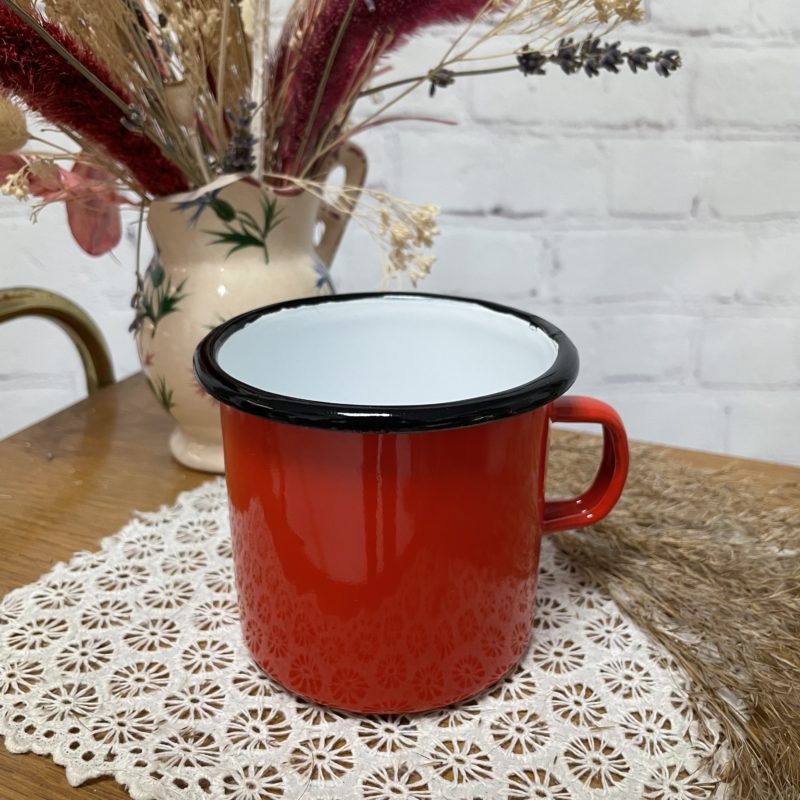 Tasse metal emaille rouge vintage (6)