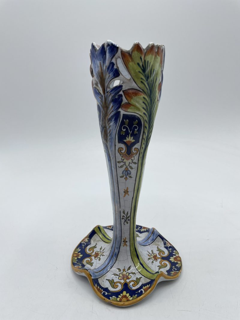 Vase tulipe vintage en faïence esprit Desvres – Image 2