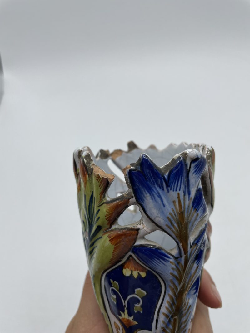 Vase tulipe vintage en faïence esprit Desvres – Image 10
