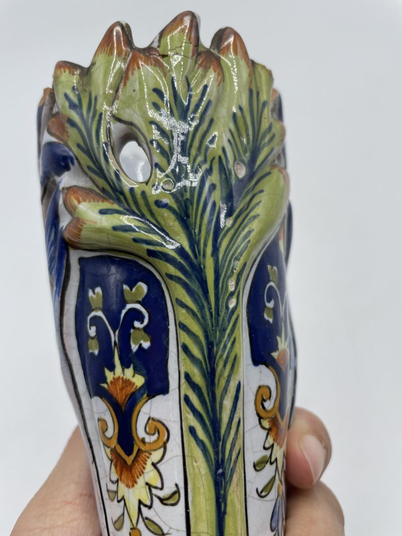 Vase tulipe vintage en faïence esprit Desvres – Image 4