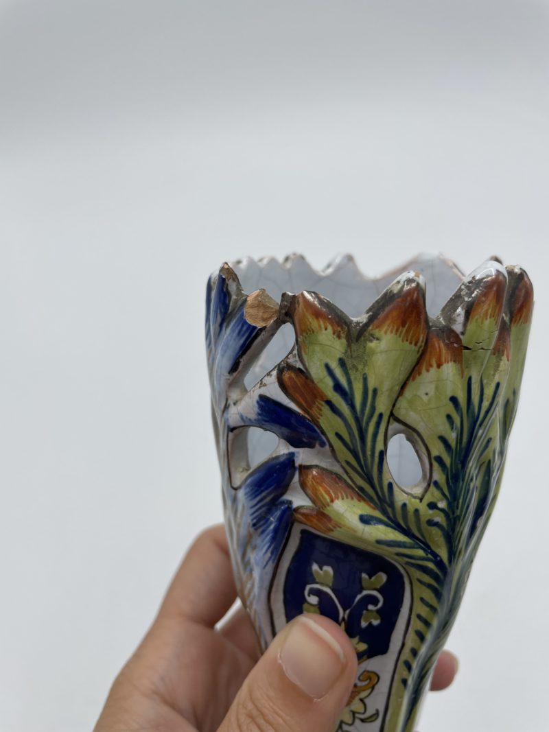 Vase tulipe vintage en faïence esprit Desvres – Image 5