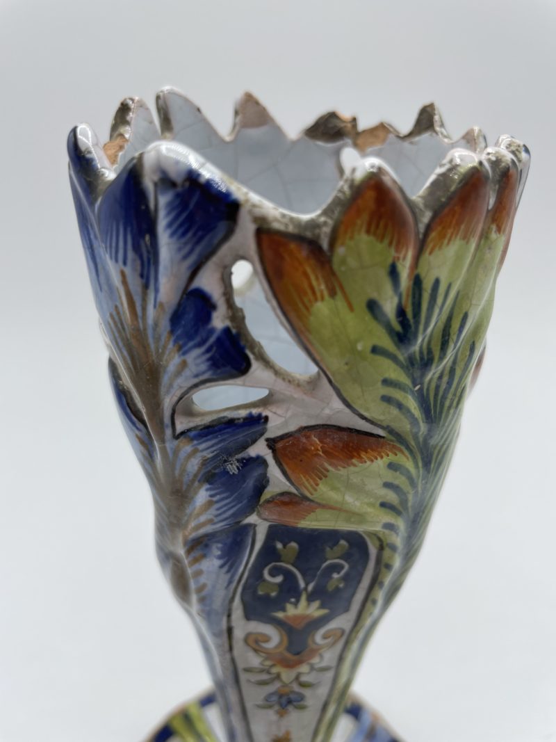 Vase tulipe vintage en faïence esprit Desvres – Image 6