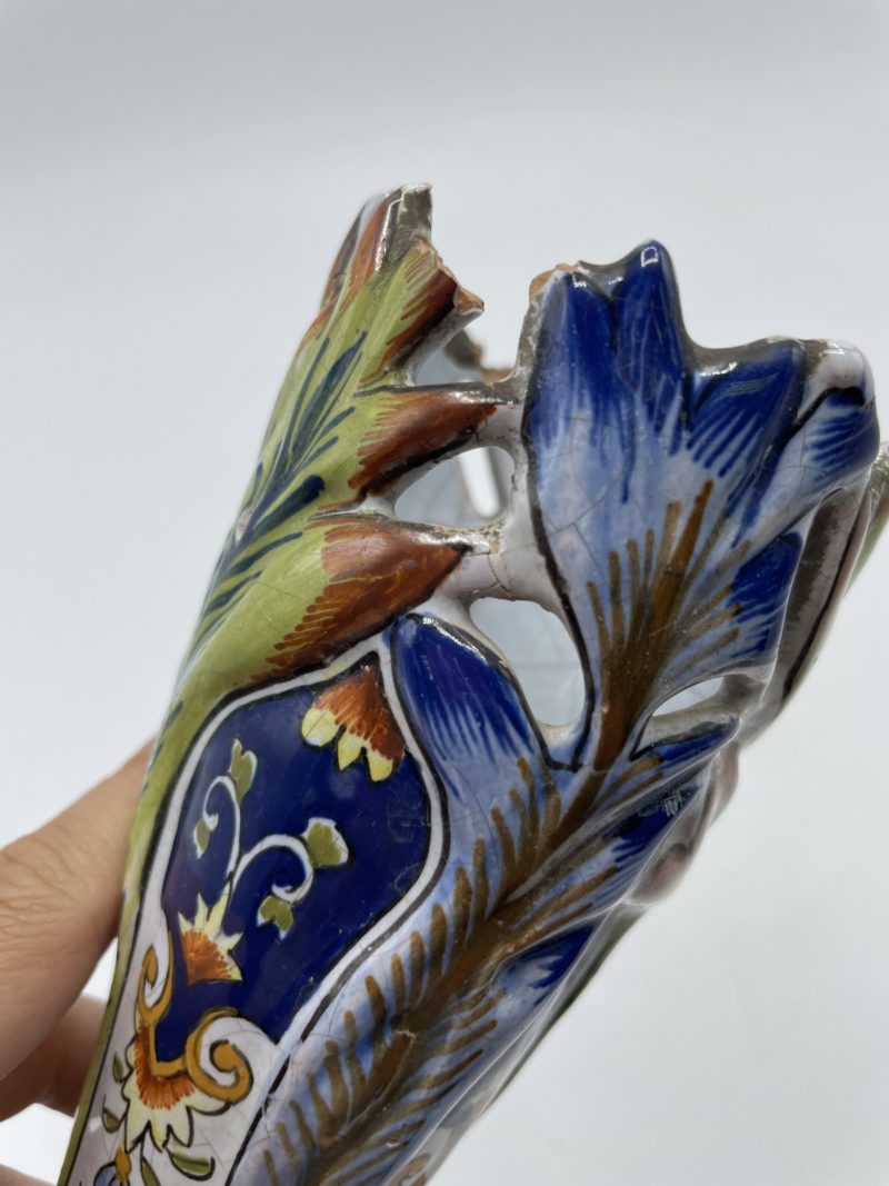 Vase tulipe vintage en faïence esprit Desvres – Image 7