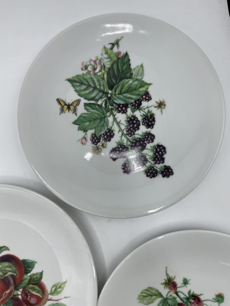 6 assiettes à dessert porcelaine Champs Élysées Paris fruits et papillons – Image 7