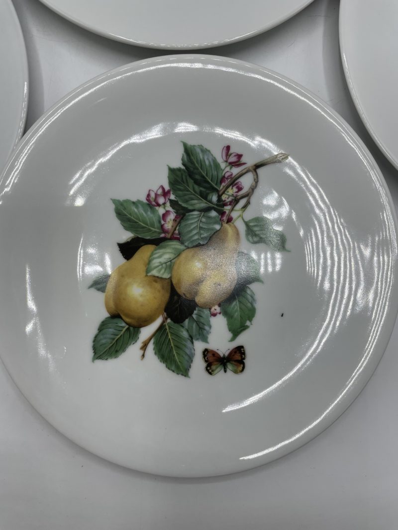 6 assiettes à dessert porcelaine Champs Élysées Paris fruits et papillons – Image 10