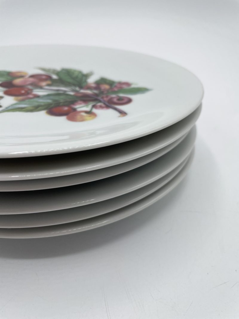 6 assiettes à dessert porcelaine Champs Élysées Paris fruits et papillons – Image 9