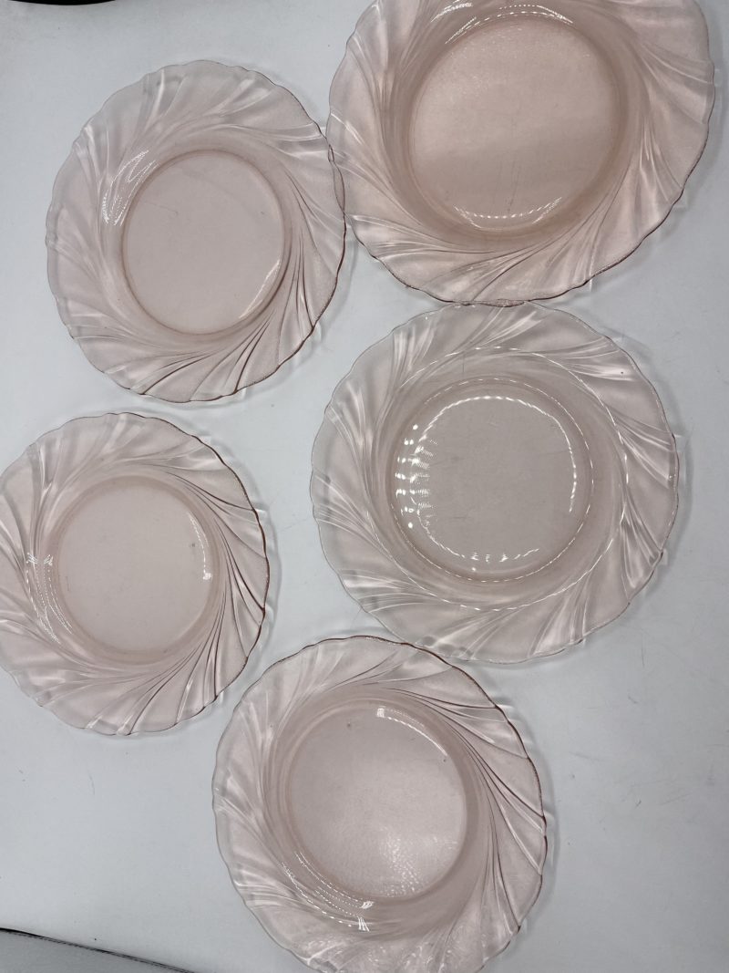 Lot de 5 assiettes à dessert vintage rose Beau rivage Vereco – Image 2
