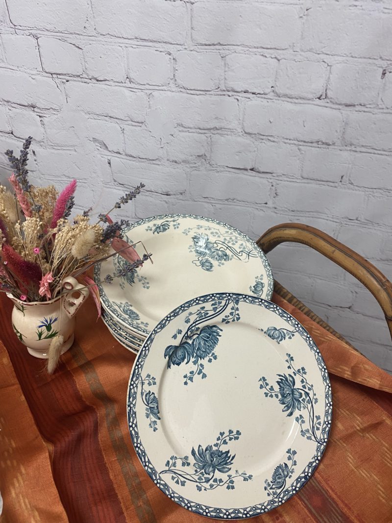 assiette vaisselle vintage royat sarreguemiens bleu