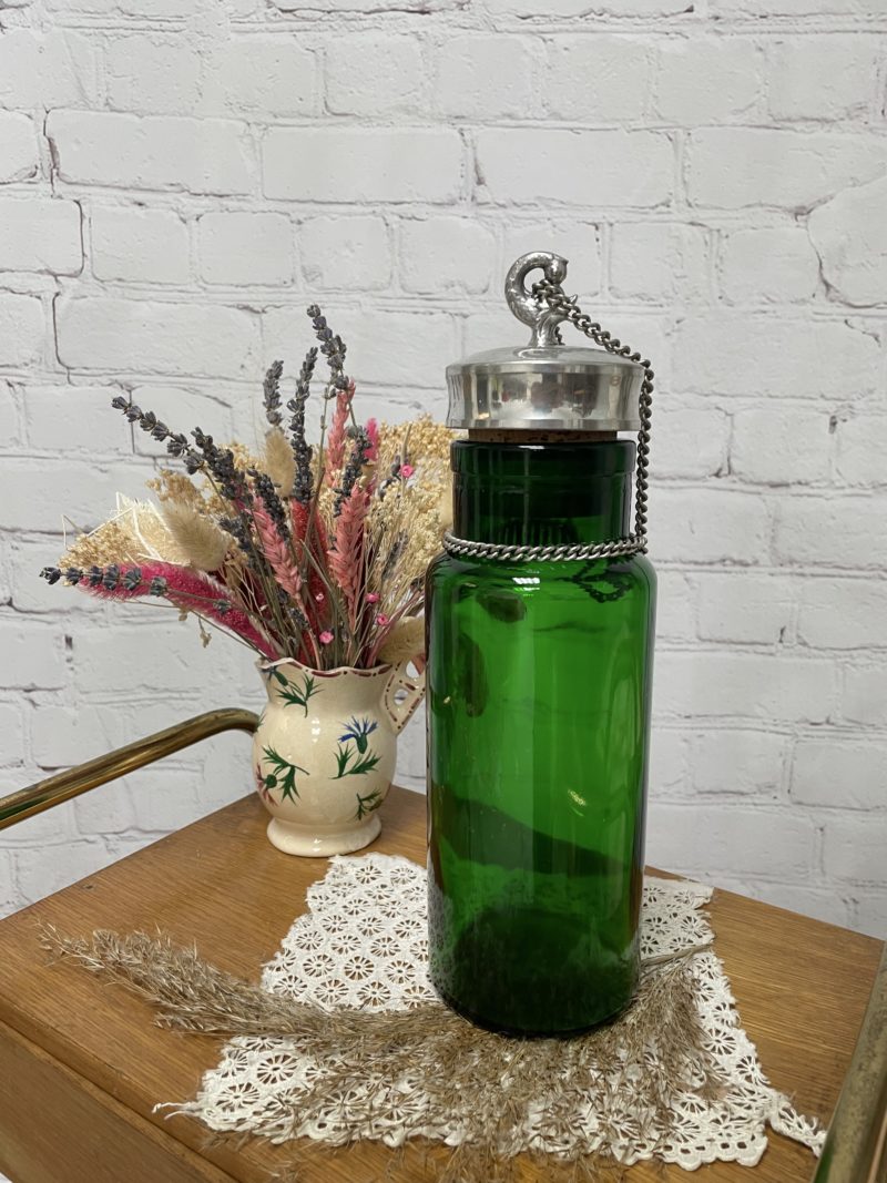 bocal vintage verre vert bouchon liege