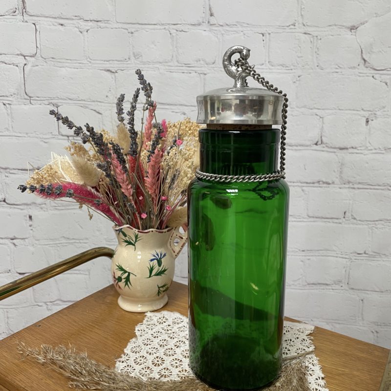 bocal vintage verre vert bouchon liege