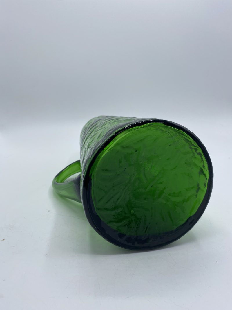 Carafe orangeade vintage verre soufflé martelé vert bouteille – Image 3