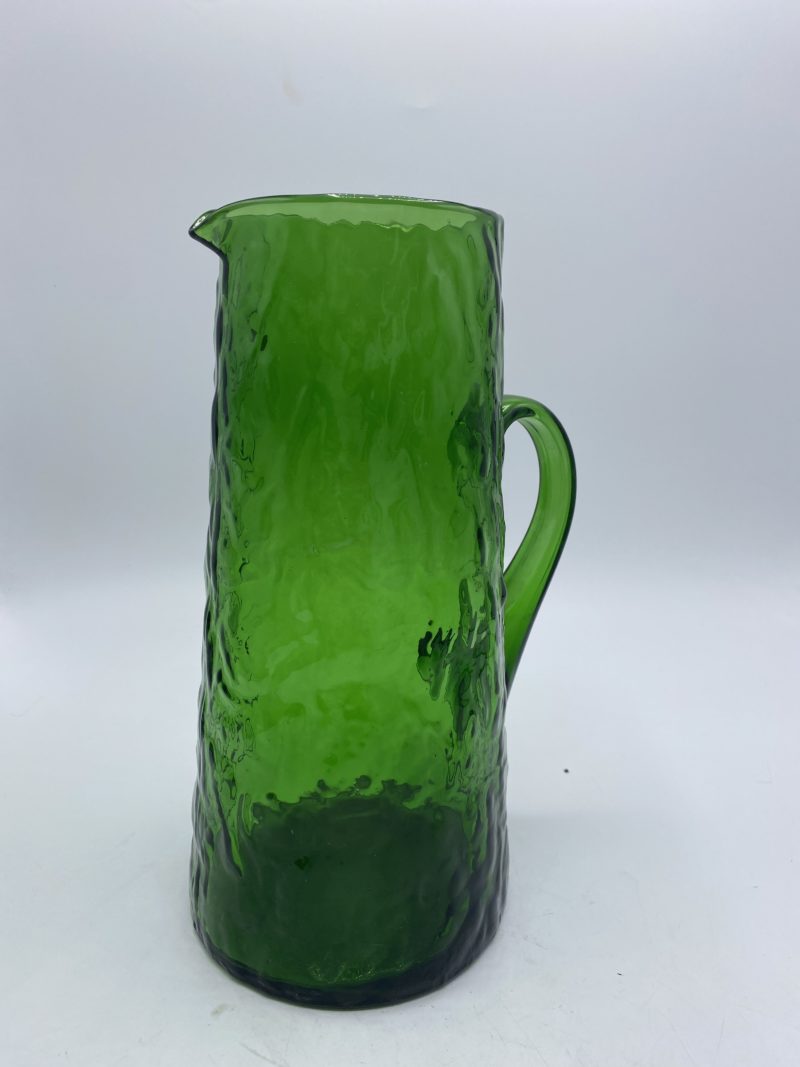 Carafe orangeade vintage verre soufflé martelé vert bouteille – Image 4