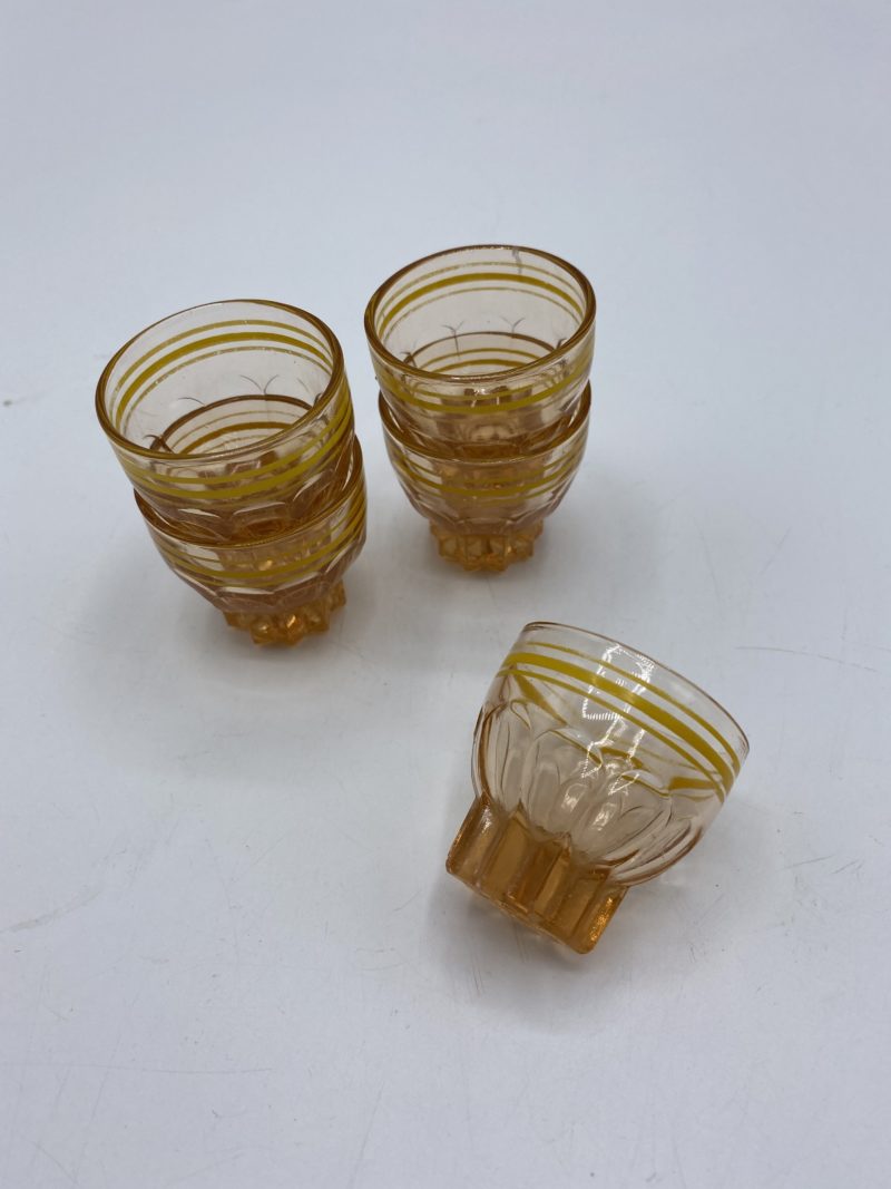 Lot 5 petits verres shooter vintage jaune pop 1950 – Image 3
