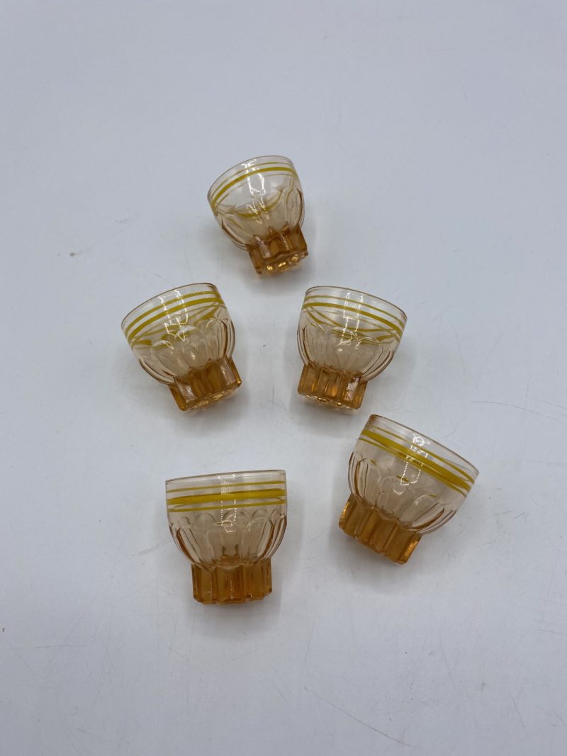 Lot 5 petits verres shooter vintage jaune pop 1950 – Image 2
