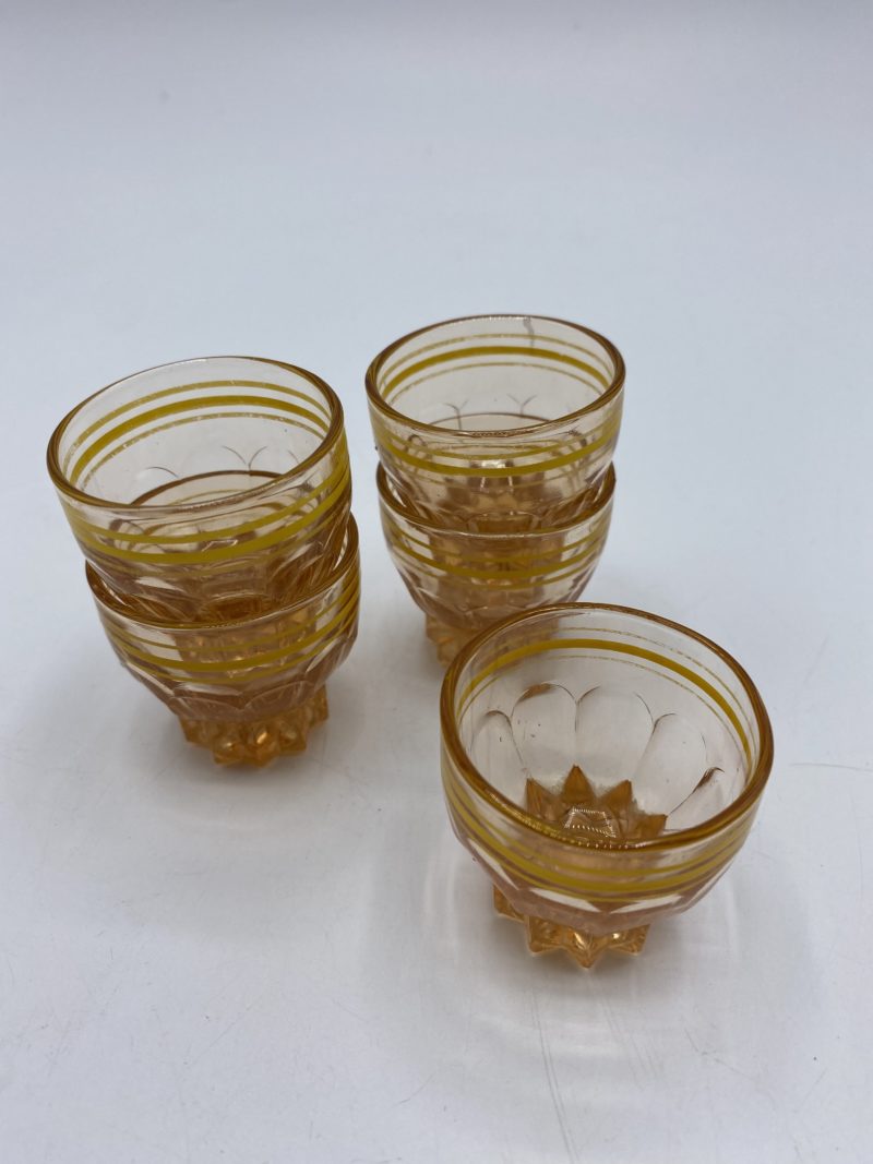 Lot 5 petits verres shooter vintage jaune pop 1950 – Image 4
