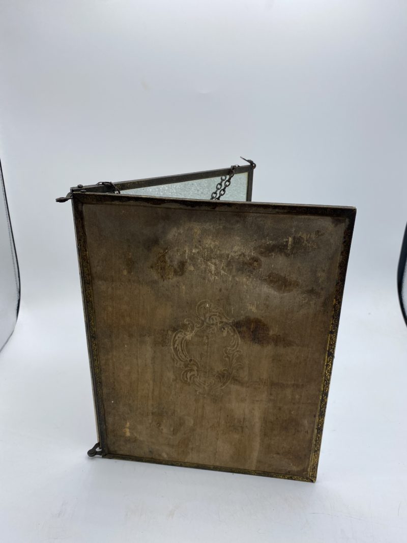Miroir barbier vintage triptyque doublé panneau bois – Image 5