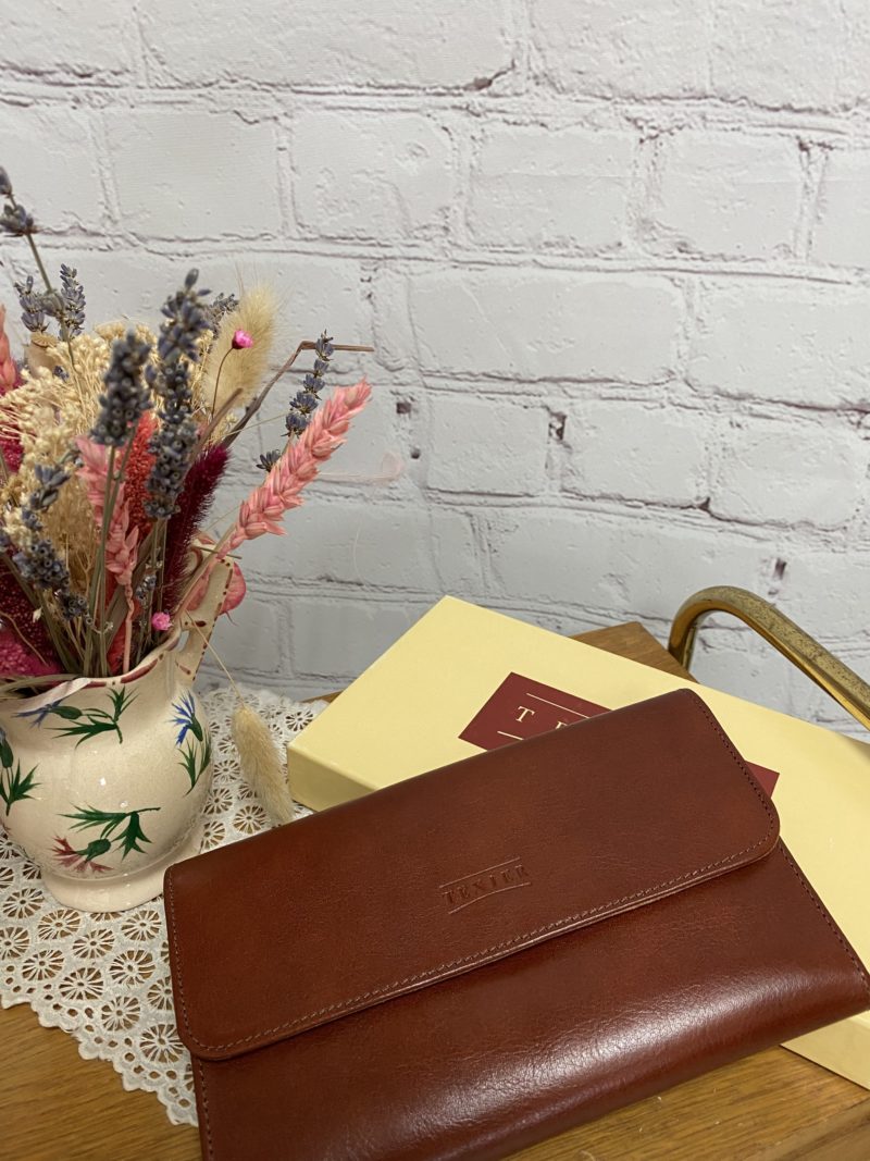 Portefeuille Texier cuir lisse cognac