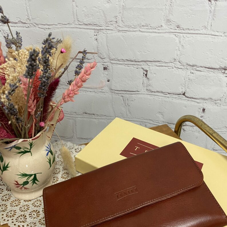 Portefeuille Texier cuir lisse cognac