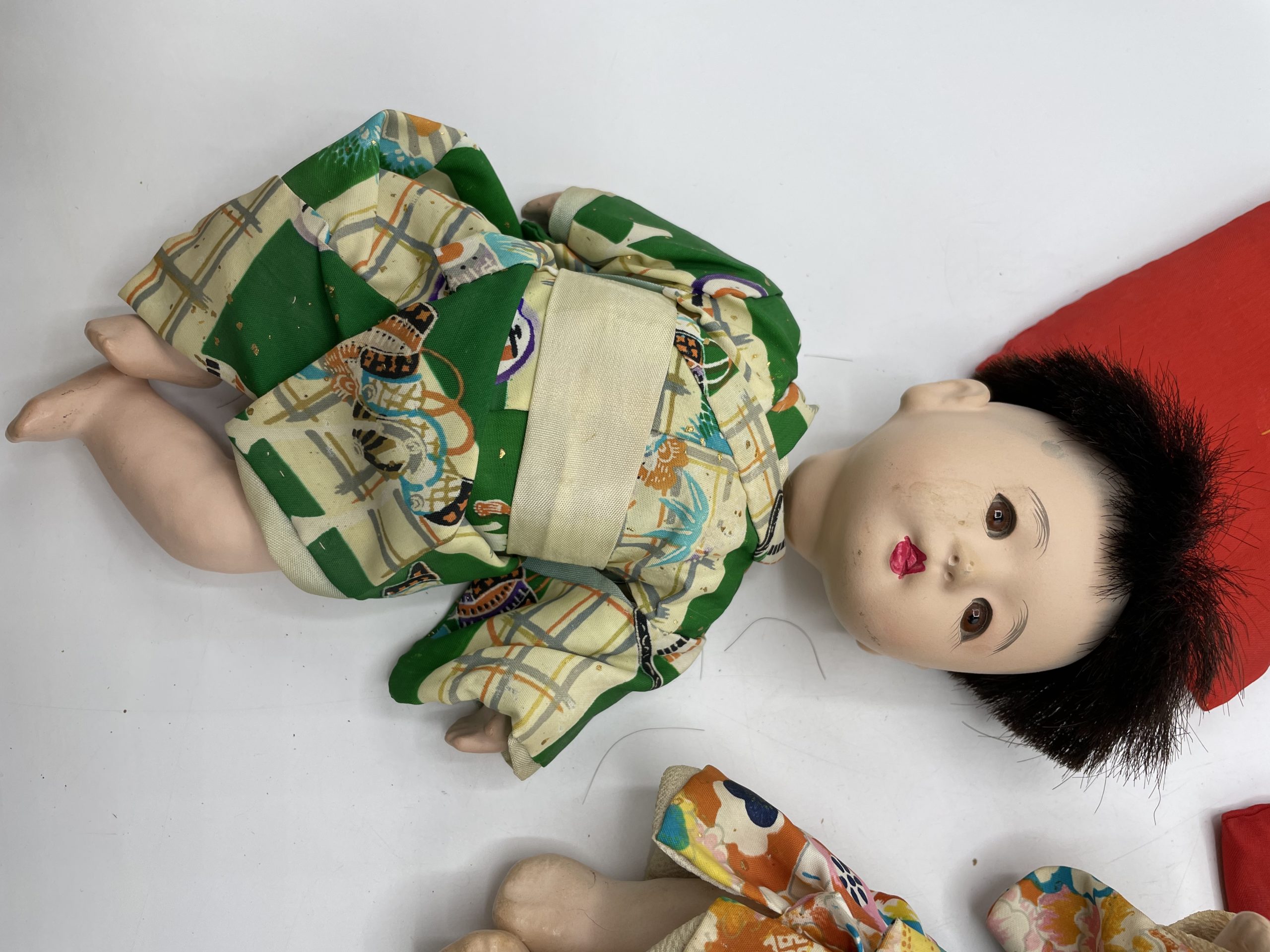 Duo poupées japonaises vintage Ichimatsu Composite avec boîte