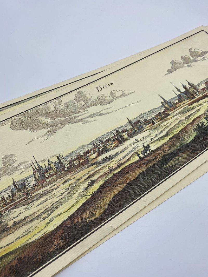 Lot de 13 reproductions gravure cartes et paysages villes et villages 1563 – Image 2
