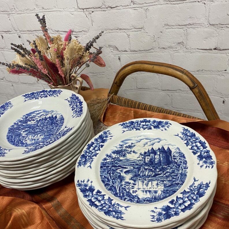 Service 19 assiettes vintage porcelaine Pyroblan