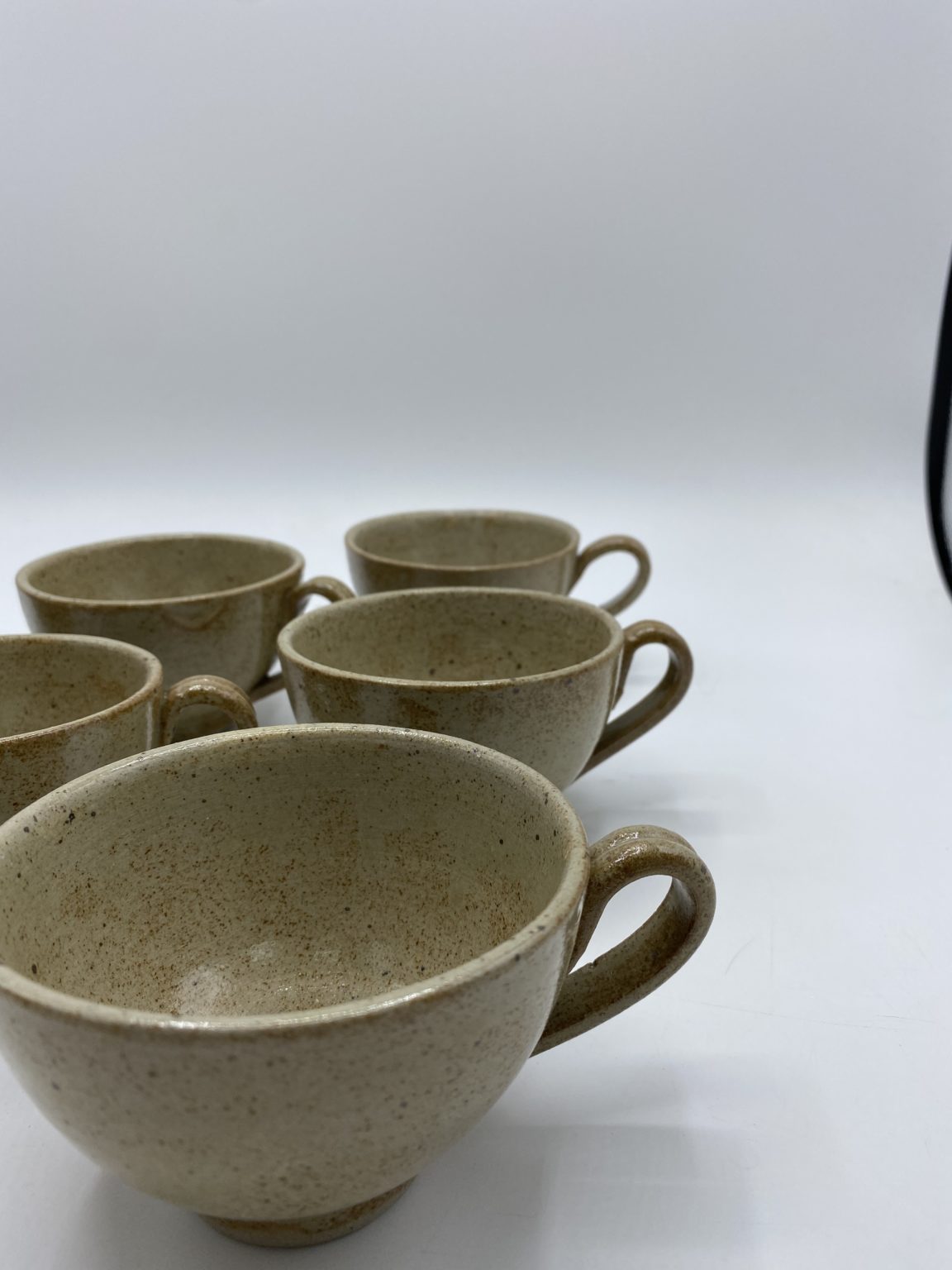 Lot De 6 Tasses à Café En Grès - Style Vintage - Marron - Déco Ou Usage